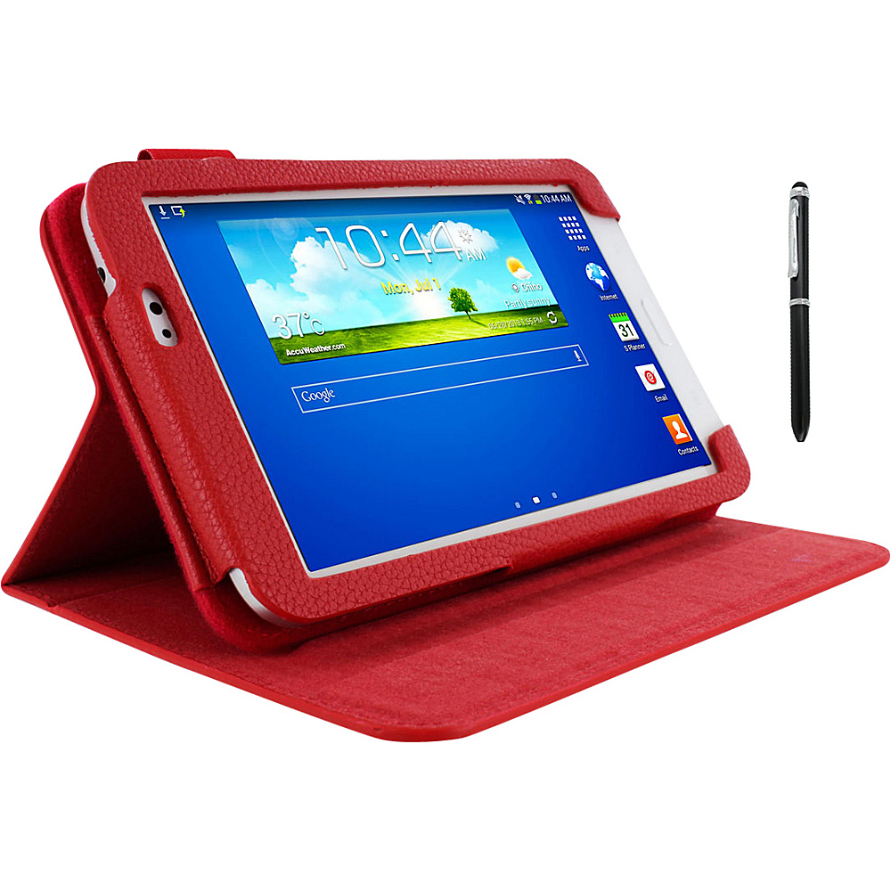 rooCASE Samsung Galaxy Tab 3 7.0 Dual View Case w Stylus Red rooCASE Electronic Cases