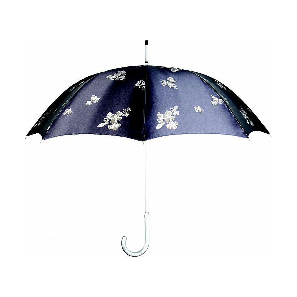 Leighton Umbrellas UV Stick satin black floral Leighton Umbrellas Umbrellas and Rain Gear