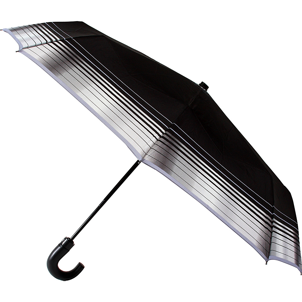 Leighton Umbrellas Kensington black with grey stripes Leighton Umbrellas Umbrellas and Rain Gear