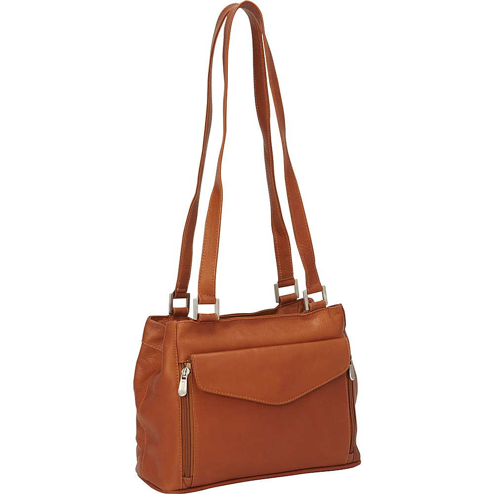 Piel Double Compartment Shoulder Bag Saddle Piel Leather Handbags