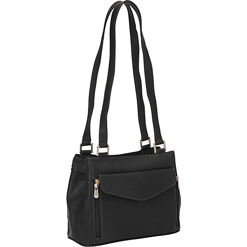 Piel Double Compartment Shoulder Bag Black - Piel Leather Handbags