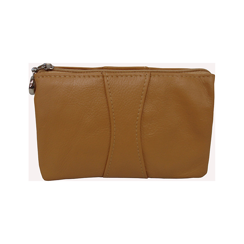 AmeriLeather Mini Zip Wristlet Tan AmeriLeather Leather Handbags
