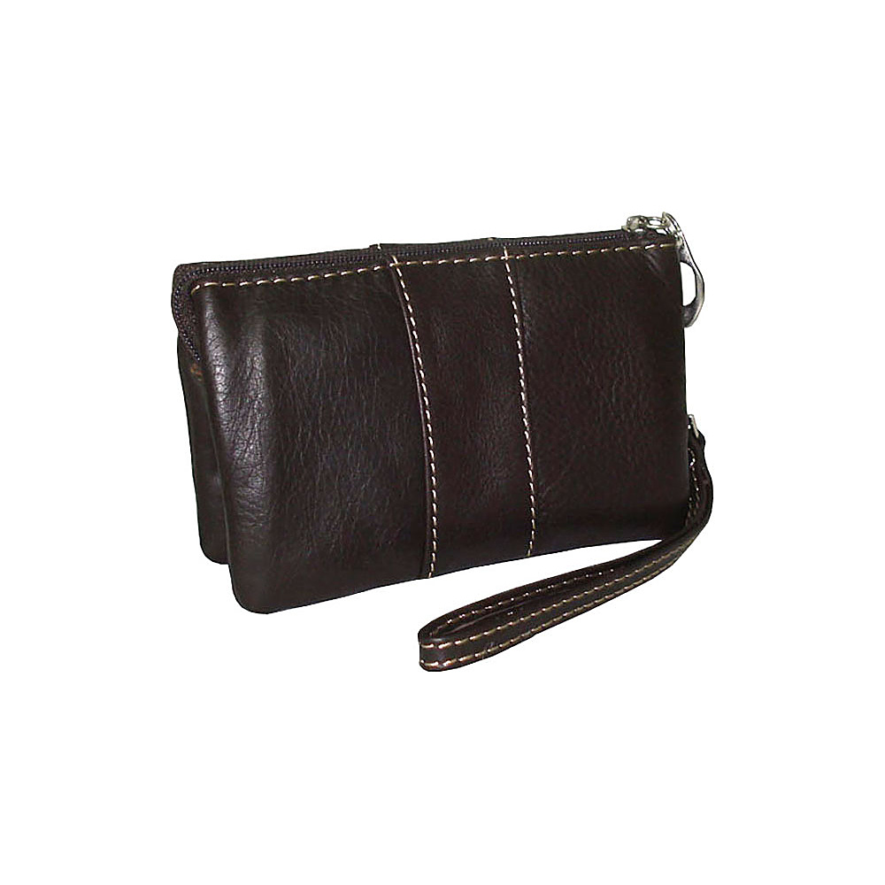 AmeriLeather Mini Zip Wristlet Dark Brown AmeriLeather Leather Handbags