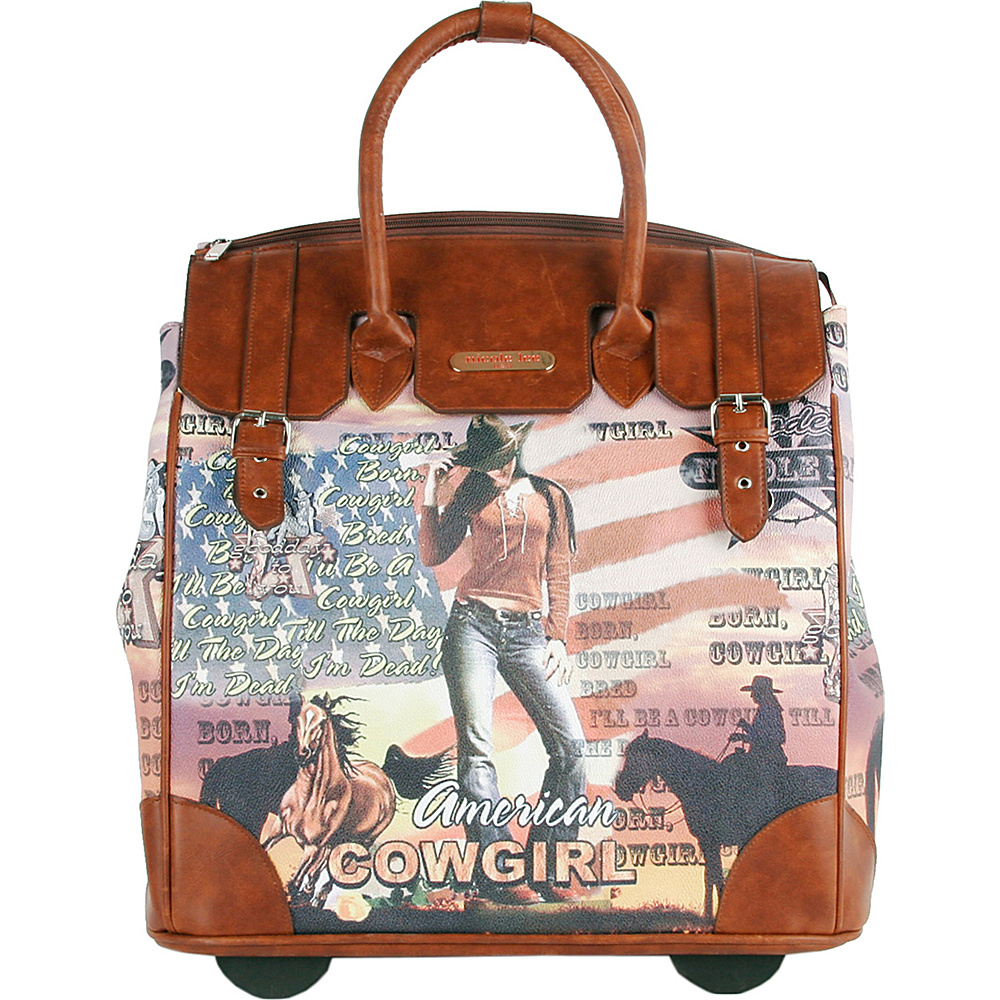 Nicole Lee Fiona Rolling Business Tote Special Print Edition Cowgirl Flag Nicole Lee Wheeled Business Cases