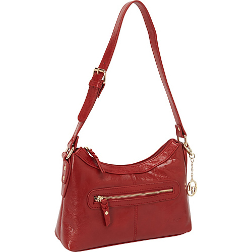 La Diva Leather Hobo with Front Pocket Red - La Diva Leather Handbags