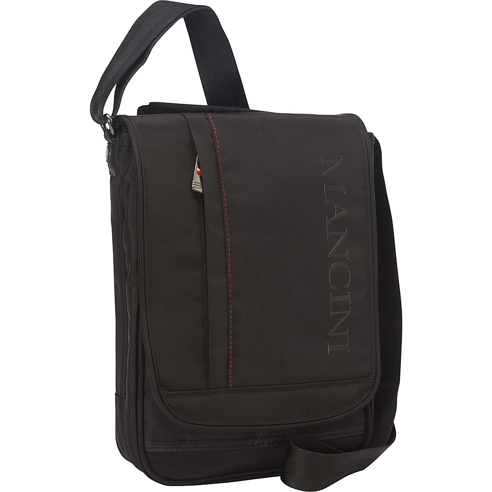 Mancini Leather Goods Messenger Style Unisex Bag for Tablet E Reader with RFID Secure Pocket Black Mancini Leather Goods Messenger Bags