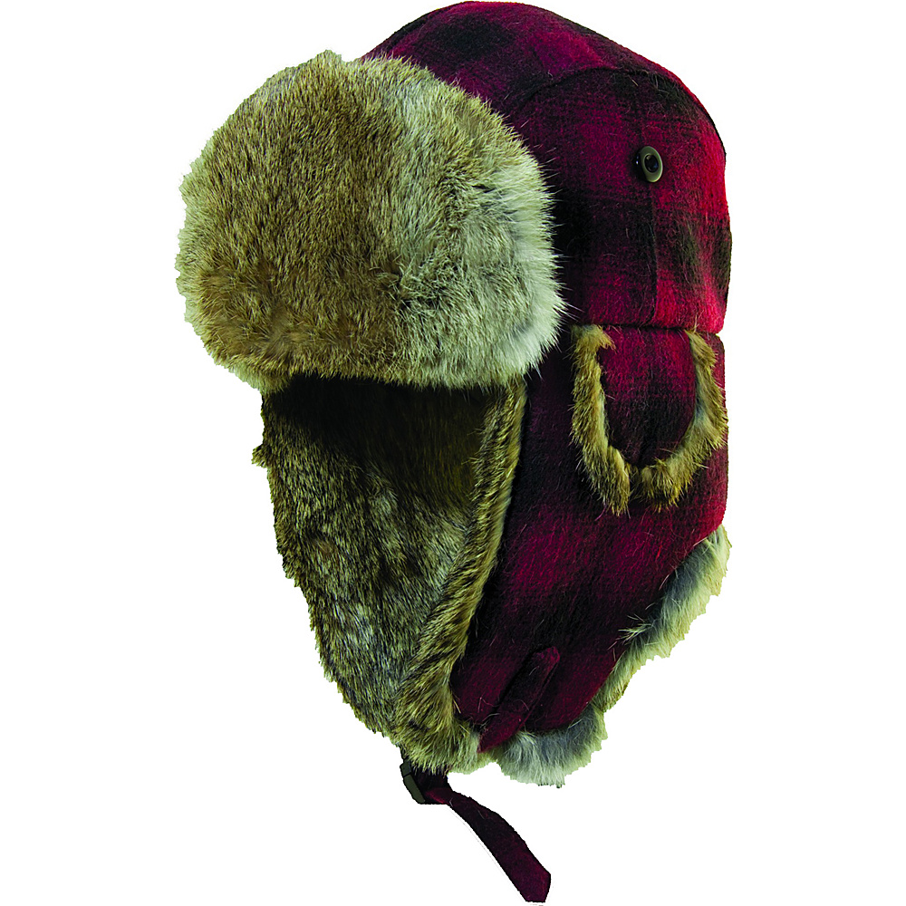 Woolrich Wool Blend Fur Trapper Hat Red Black Medium Woolrich Hats Gloves Scarves