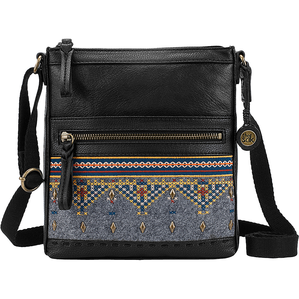 The Sak Pax Swing Pack Crossbody Bag Black Embroidered Felt The Sak Leather Handbags