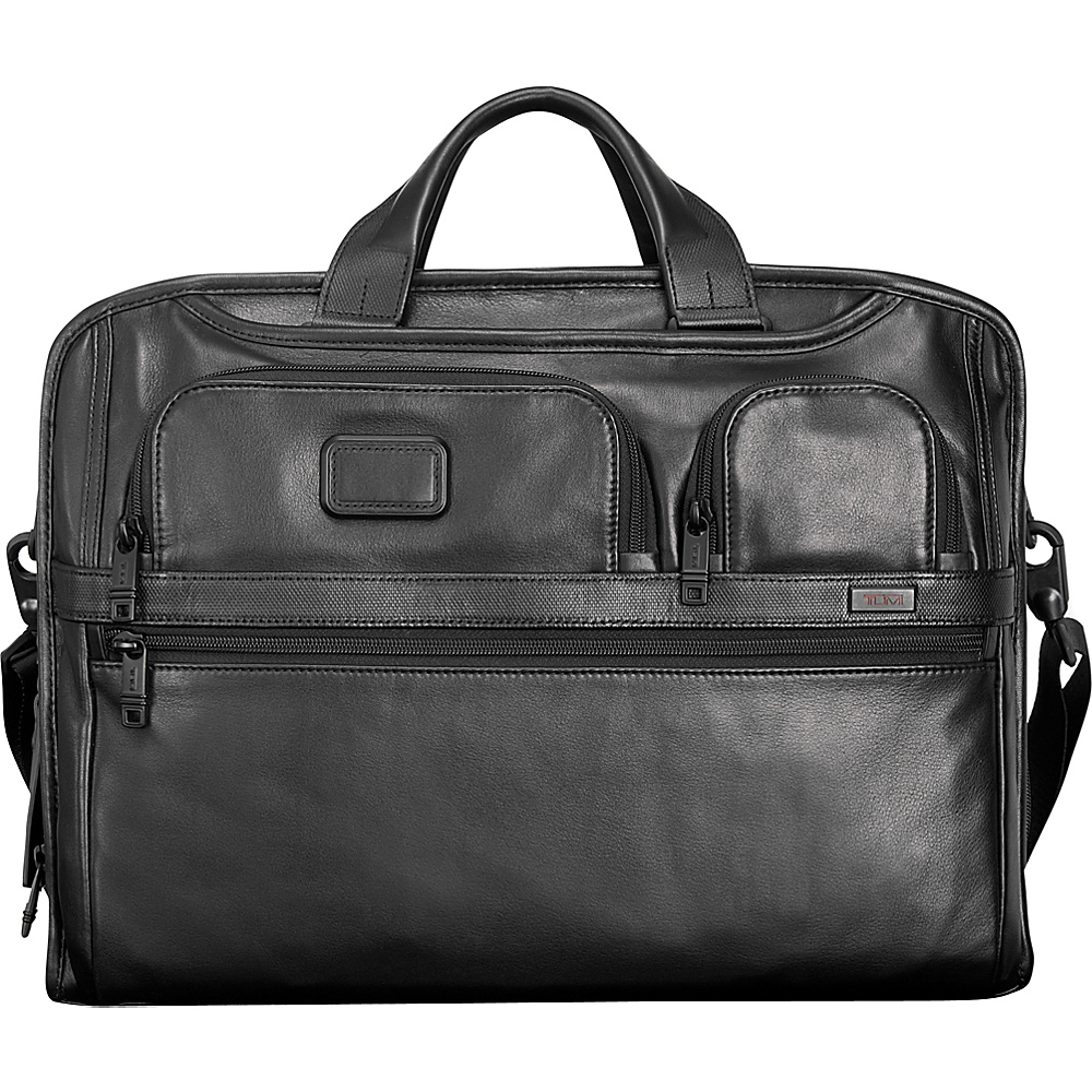 Tumi Alpha 2 Compact Large Screen Laptop Leather Brief Black Tumi Non Wheeled Business Cases