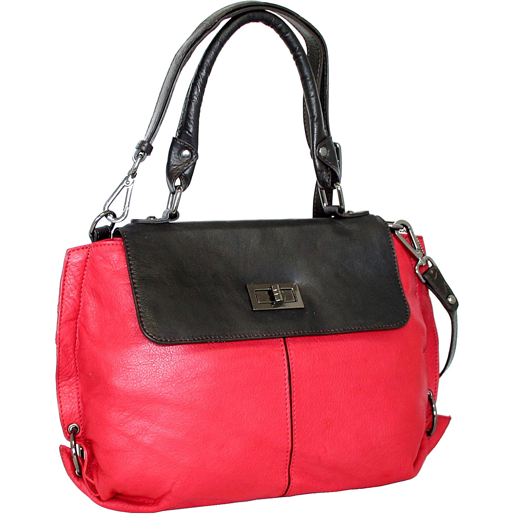 Nino Bossi Turn Lock Lacey Satchel Red Nino Bossi Leather Handbags