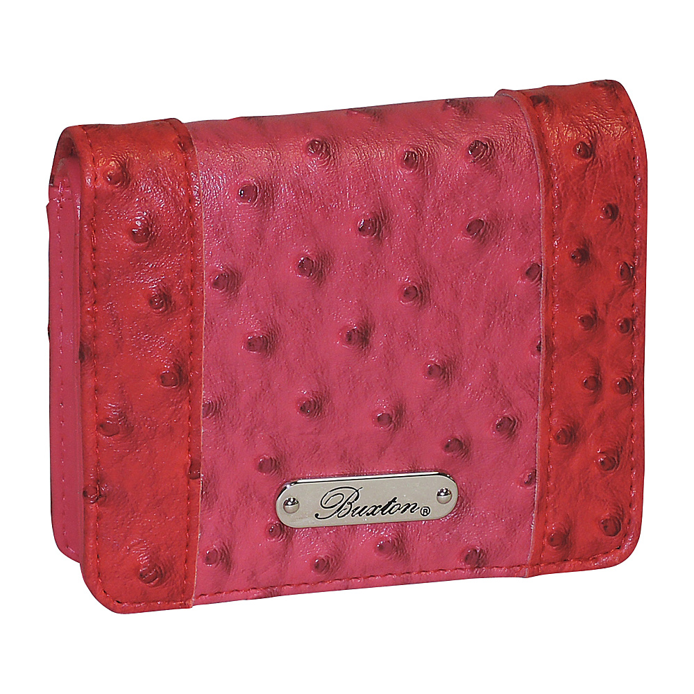 Buxton Ostrich Pop Panel Billfold Mini Red Buxton Ladies Small Wallets