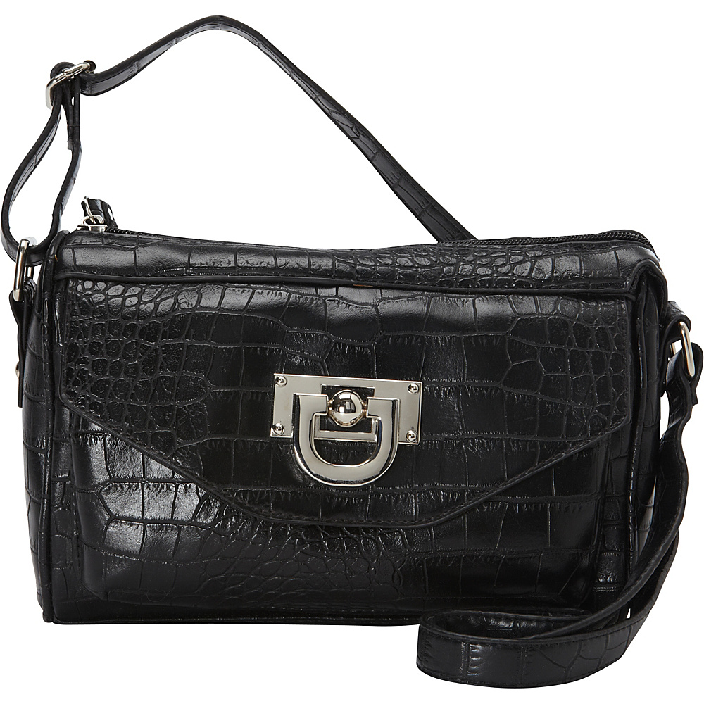 Donna Bella Designs Vicki Snake Embossed Crossbody Bag Black Donna Bella Designs Manmade Handbags