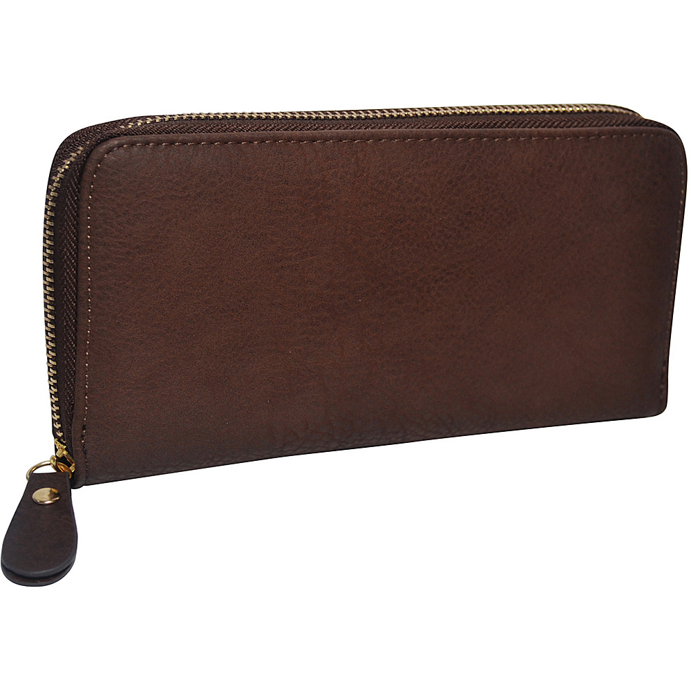 R R Collections Single Zip Around Ladies Wallet Brown R R Collections Women s Wallets