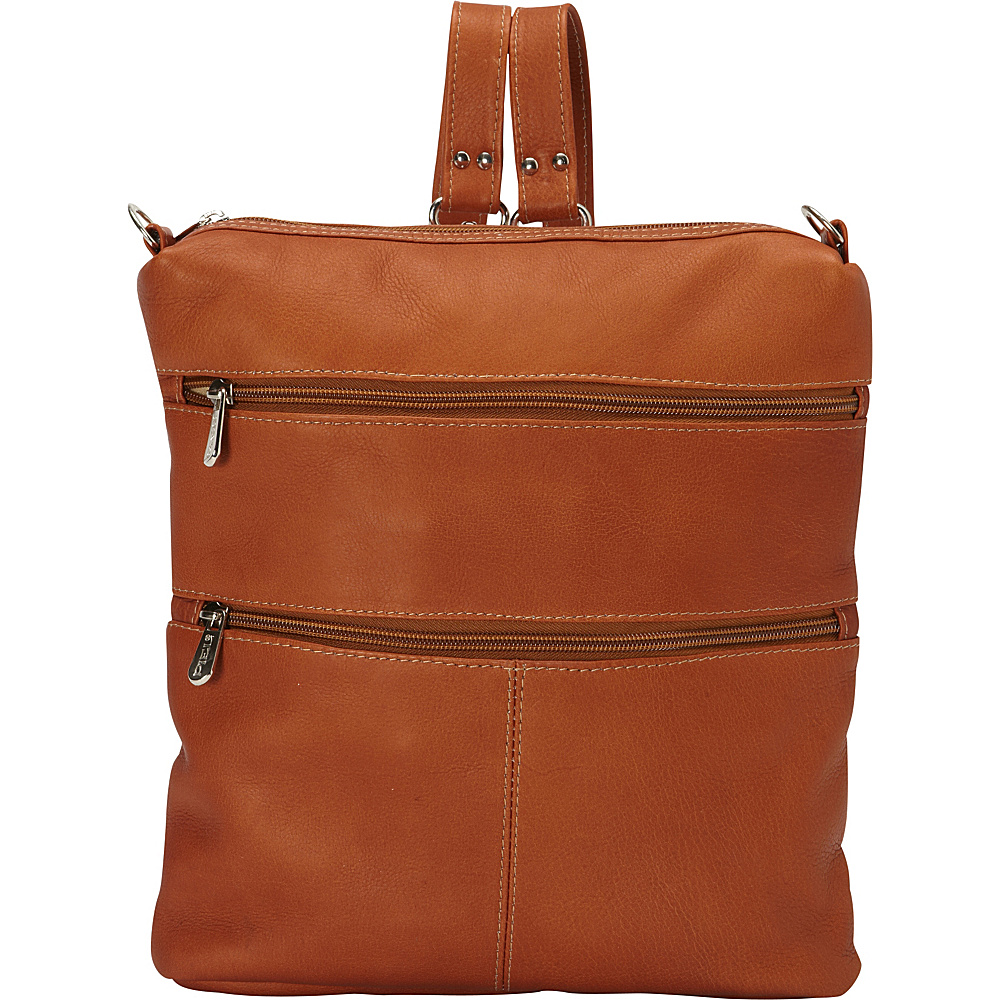 Piel Convertible Multi Pocket Shoulder Backpack Handbag Saddle Piel Leather Handbags