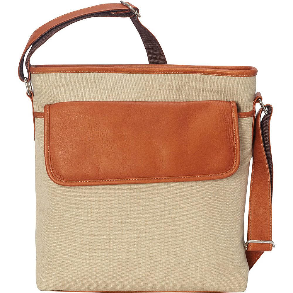 Piel Front Flap Shoulder Bag Saddle Piel Fabric Handbags