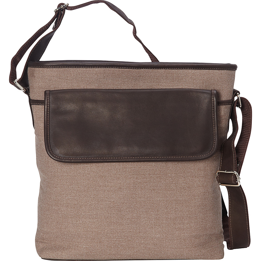 Piel Front Flap Shoulder Bag Chocolate Piel Fabric Handbags
