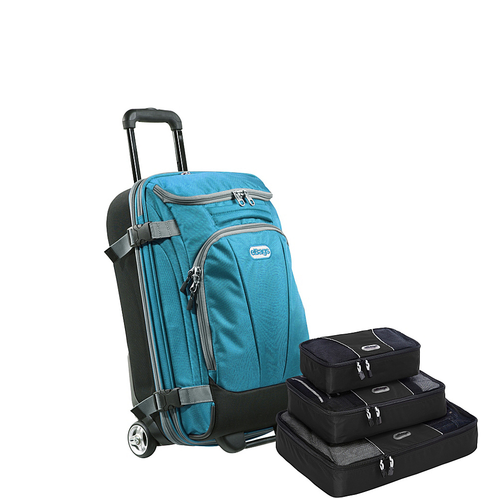 eBags Value Set TLS Mini 21 Wheeled Duffel Packing Cube Tropical Turquoise eBags Small Rolling Luggage