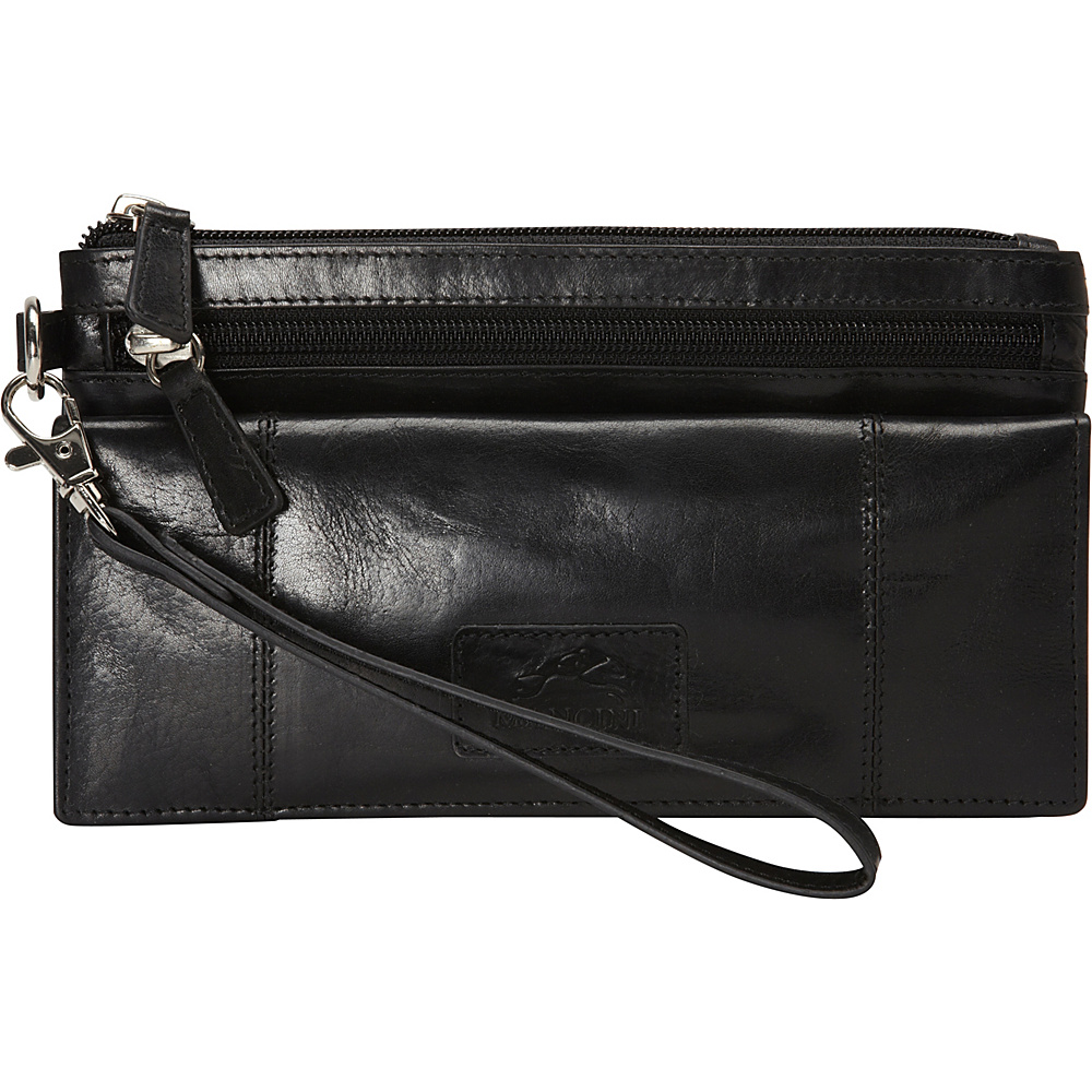 Mancini Leather Goods Ladies RFID Wristlet Black Mancini Leather Goods Women s Wallets