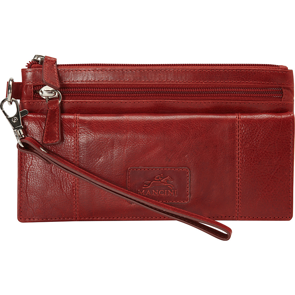 Mancini Leather Goods Ladies RFID Wristlet Red Mancini Leather Goods Women s Wallets