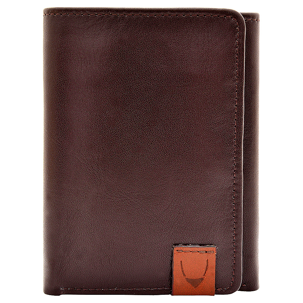 Hidesign Dylan Compact Trifold Leather Wallet with ID Window Brown Hidesign Men s Wallets
