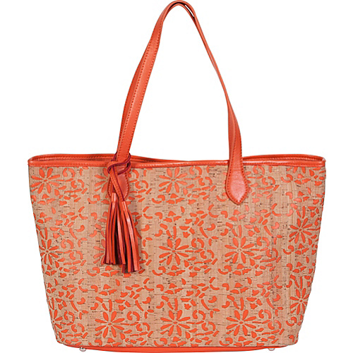 BUCO Large Cork Tote Orange - BUCO Straw Handbags