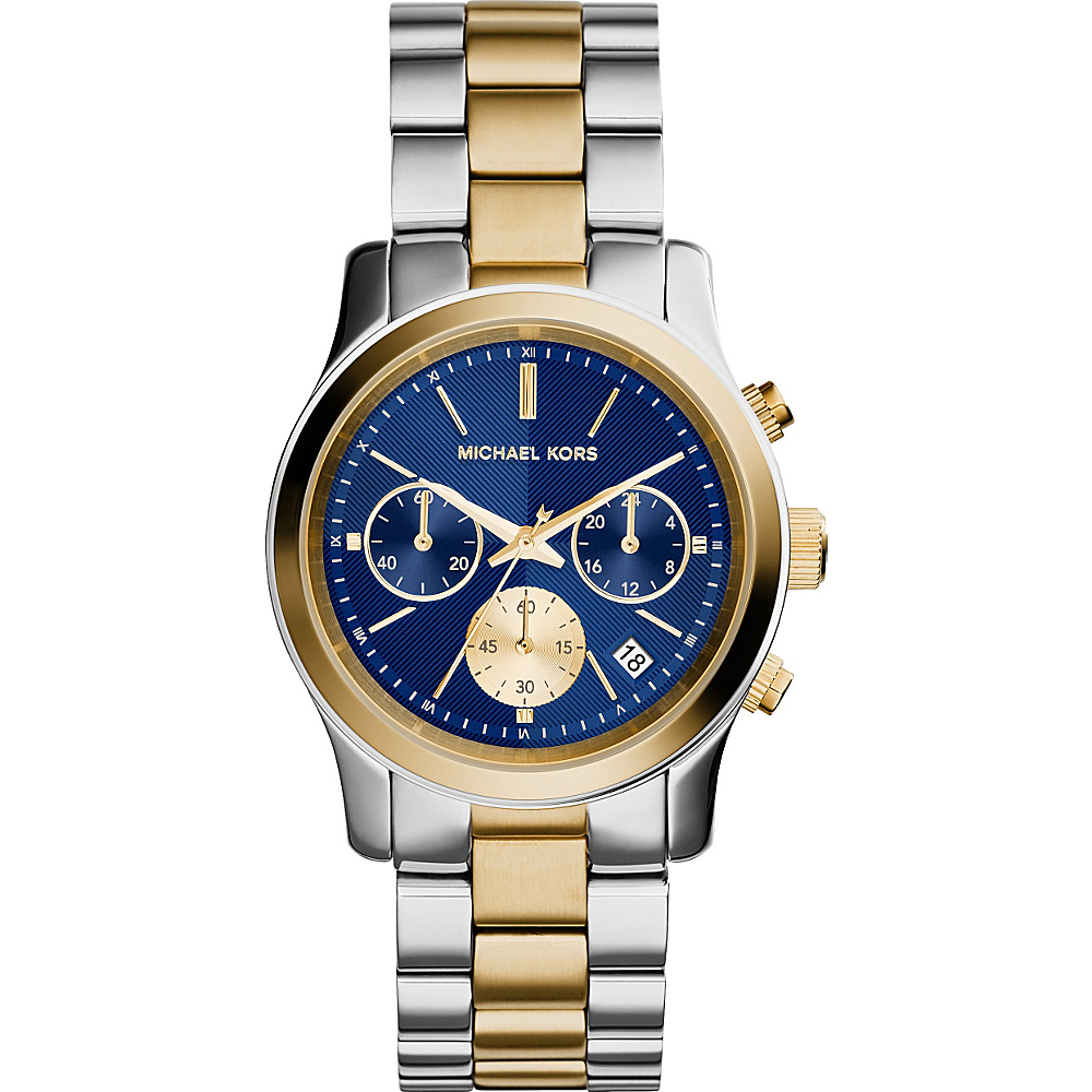 Michael Kors Watches Runway Chronograph Stainless Steel Watch Silver Gold Blue Michael Kors Watches Watches