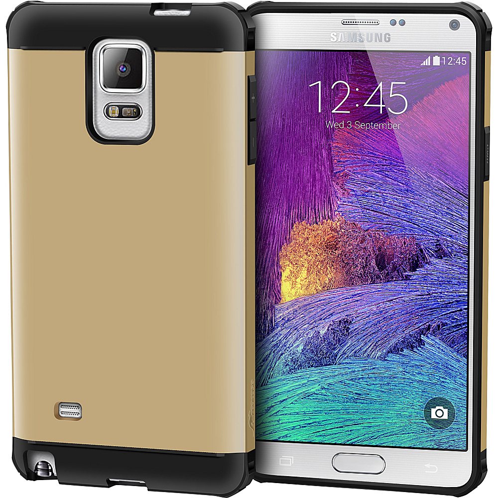 rooCASE Exec Tough Hybrid PC TPU Case Cover for Samsung Galaxy Note 4 Gold rooCASE Electronic Cases