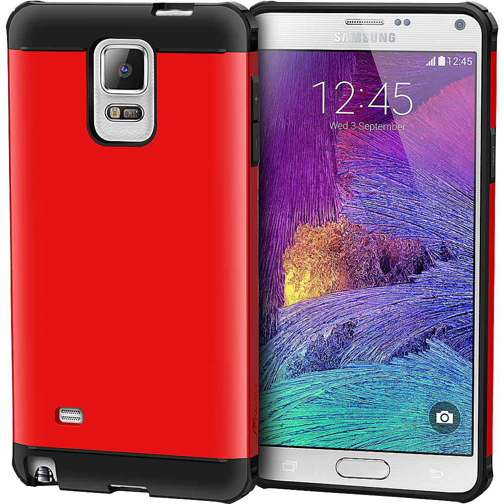 rooCASE Exec Tough Hybrid PC TPU Case Cover for Samsung Galaxy Note 4 Red rooCASE Electronic Cases