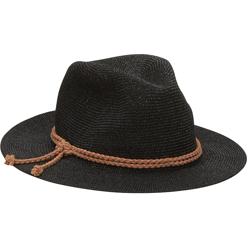 San Diego Hat Woven Paper Fedora with Suede Braided Trim Black San Diego Hat Hats