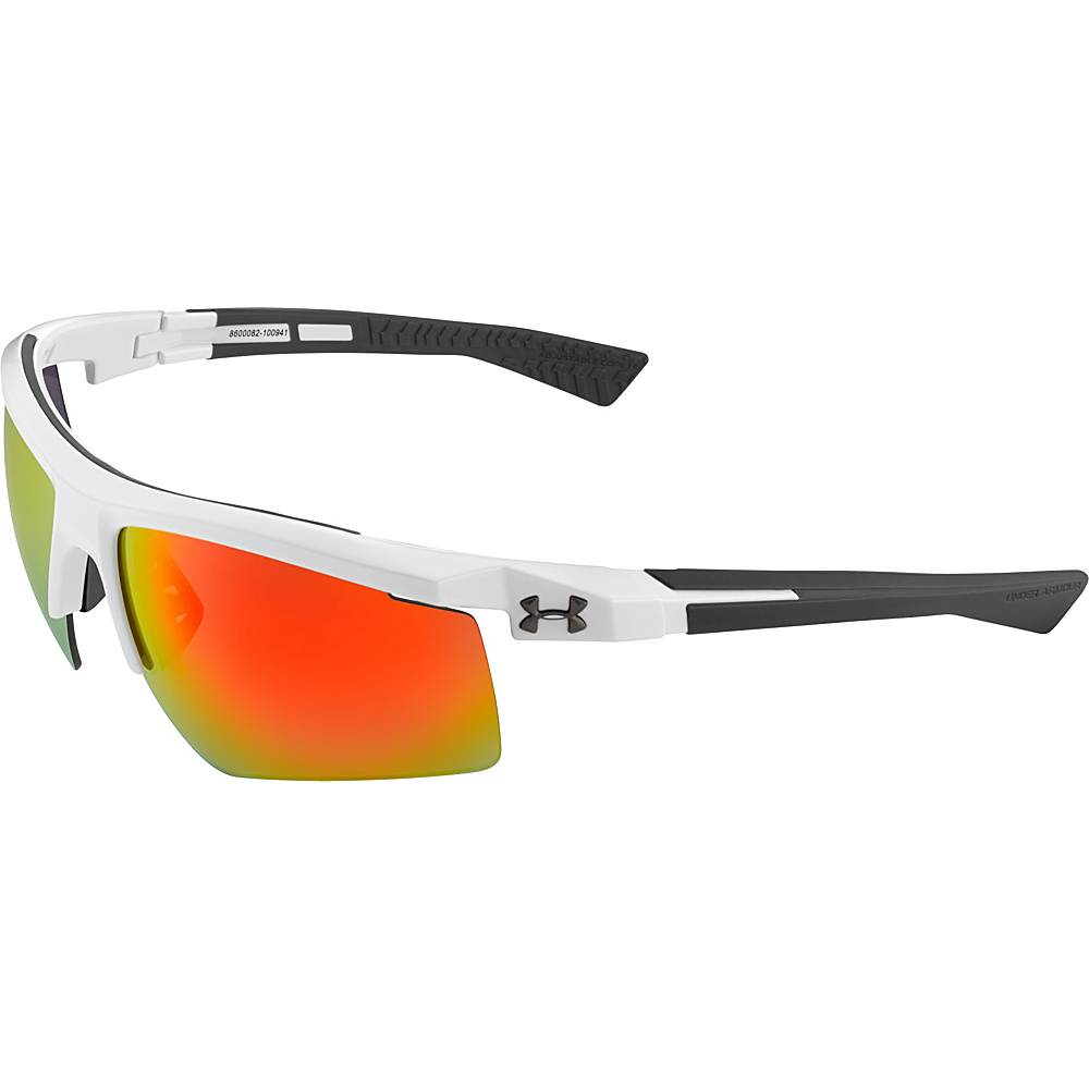 Under Armour Eyewear Core 2.0 Sunglasses Shiny White Gray Temples Gray Orange Multiflection Under Armour Eyewear Sunglasses