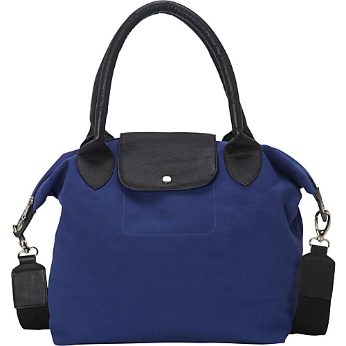 Sharo Leather Bags Royal Blue and Black Canvas Leather Large Tote Handbag Royal Blue/Black Two Tone - Sharo Leather Bags Fabric Handbags