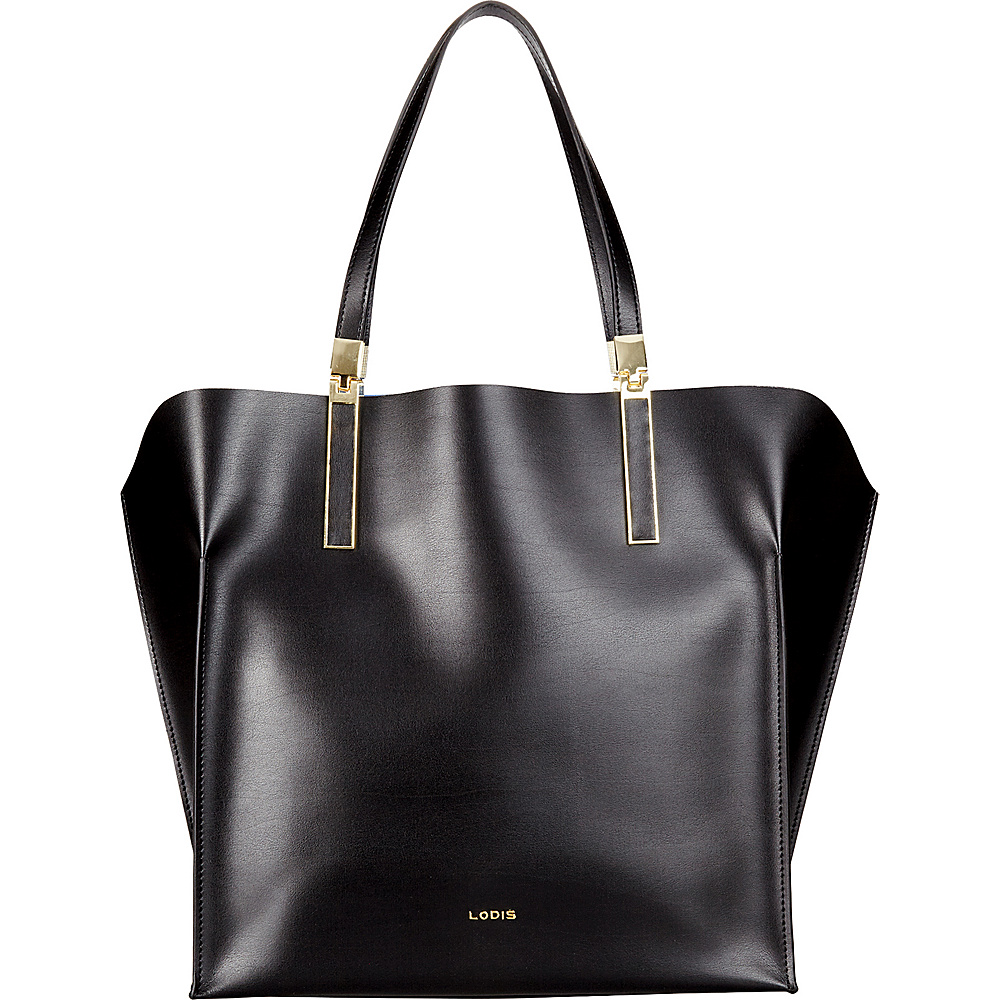 Lodis Blair Unlined Lucia Travel Tote Black Cobalt Lodis Leather Handbags