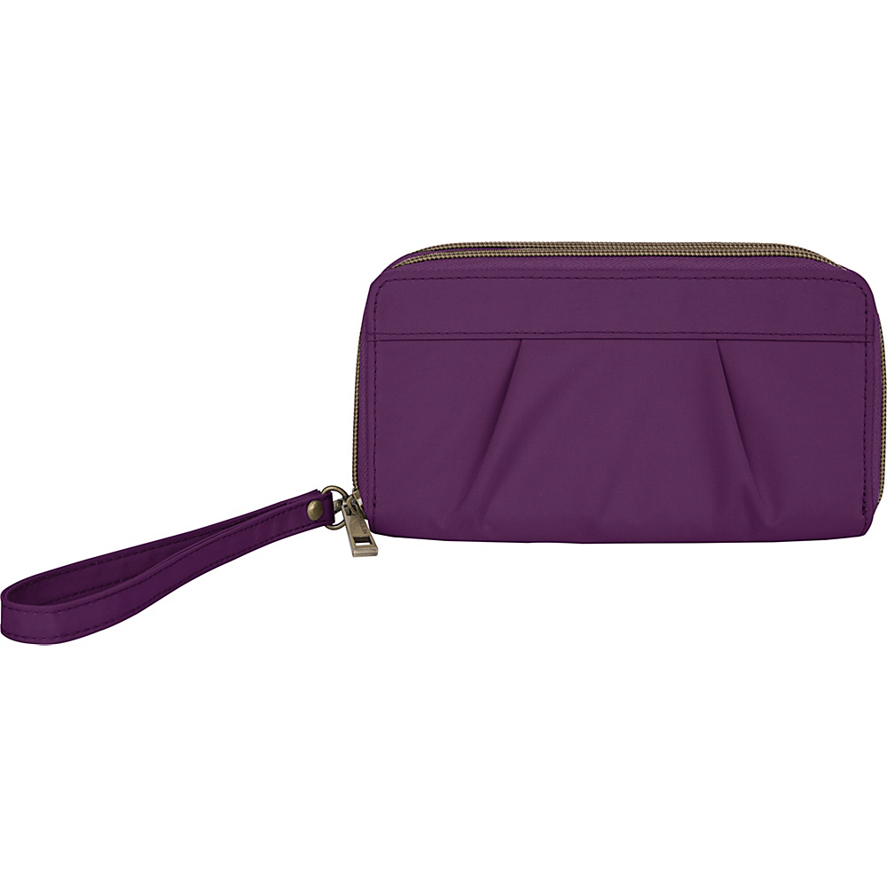 Travelon RFID Pleated Double Zip Clutch Purple Travelon Women s Wallets