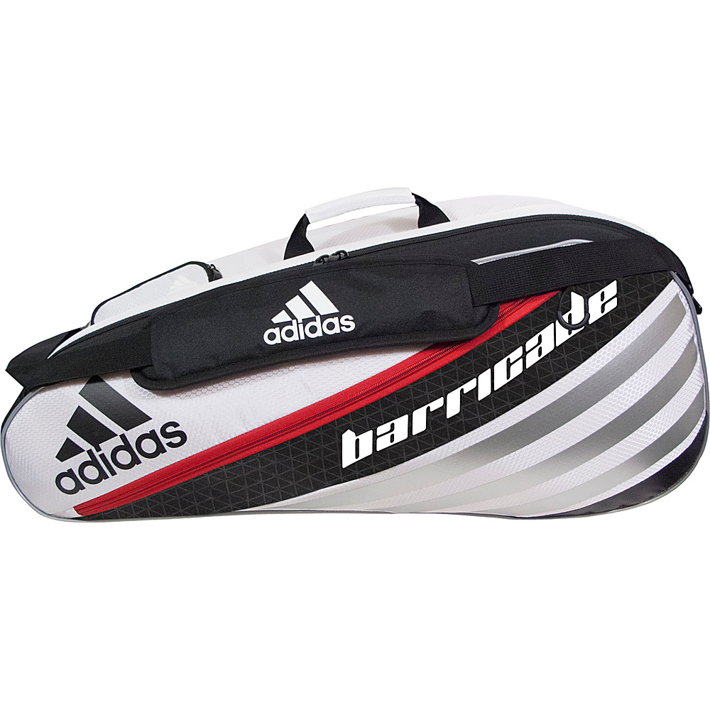 adidas Barricade IV Tour 6 Racquet Bag White Black Scarlet adidas Racquet Bags