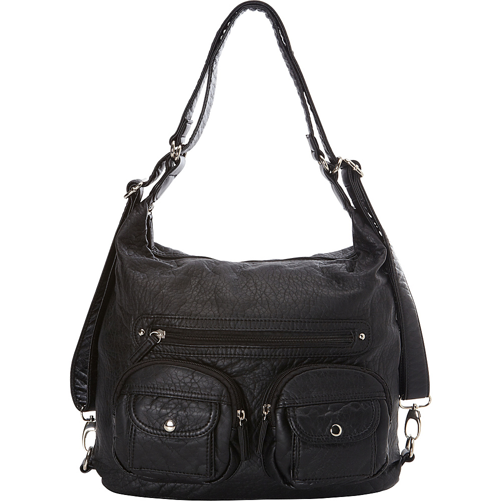 Ampere Creations Convertible Backpack Crossbody Purse Black Ampere Creations Manmade Handbags