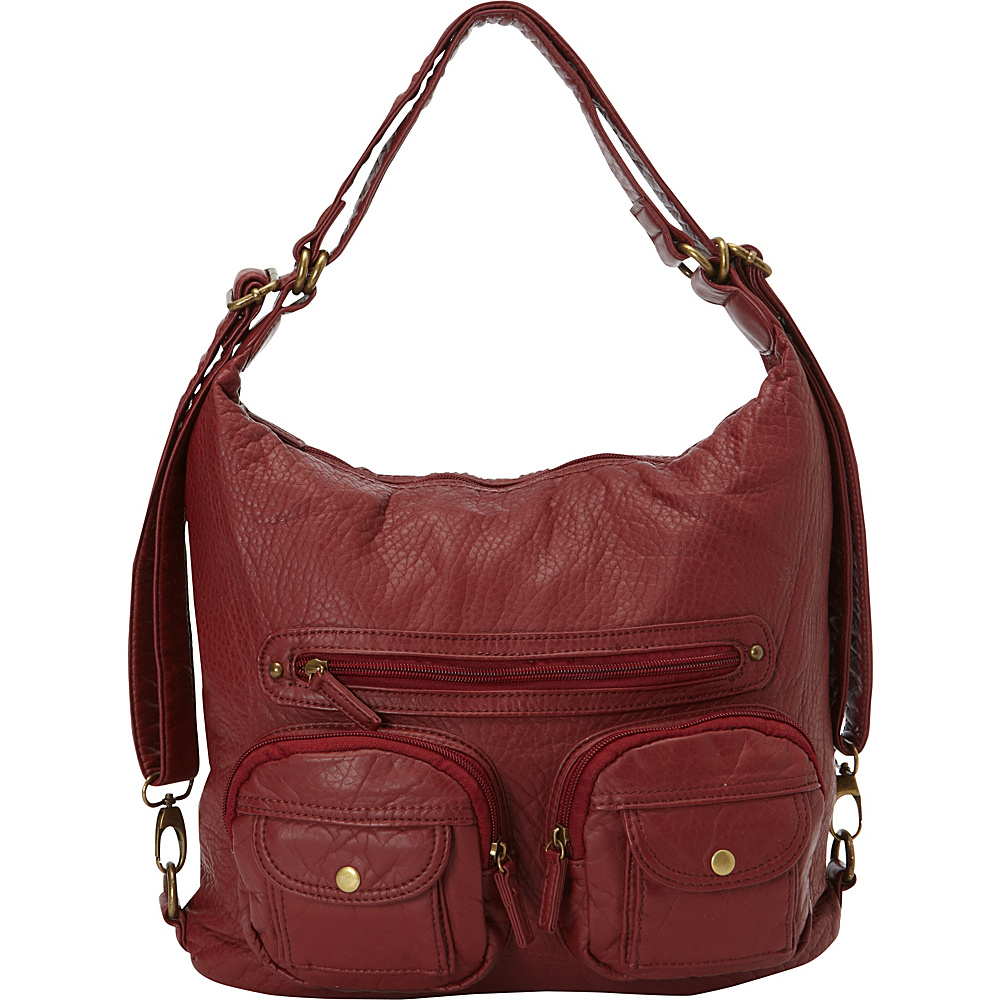 Ampere Creations Convertible Backpack Crossbody Purse Burgundy Ampere Creations Manmade Handbags