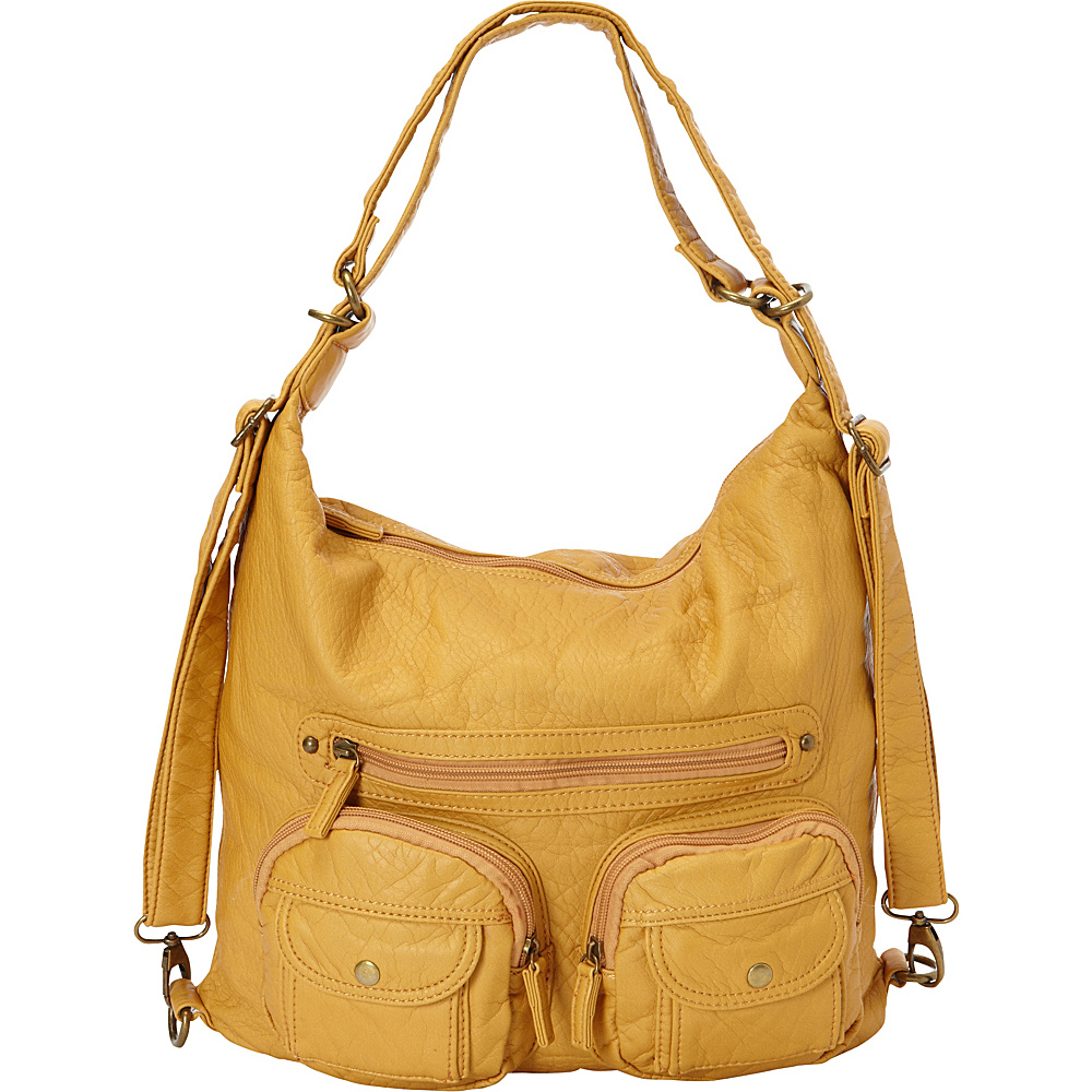 Ampere Creations Convertible Backpack Crossbody Purse Mustard Ampere Creations Manmade Handbags