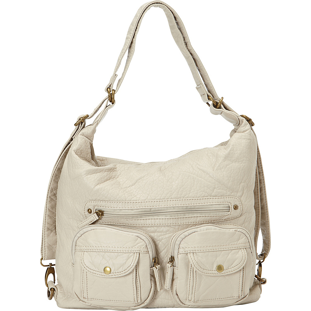 Ampere Creations Convertible Backpack Crossbody Purse Taupe Ampere Creations Manmade Handbags