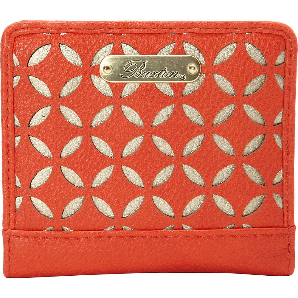 Buxton Polka Dot Laser Cut Medium Snap Billfold Exclusive Carrot Exclusive Color Buxton Ladies Small Wallets