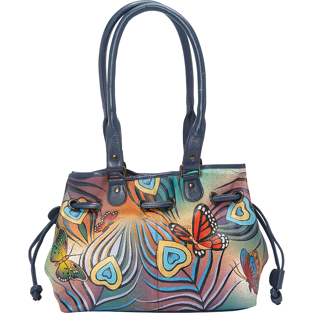 ANNA by Anuschka Draw String Tote Flying Peacock ANNA by Anuschka Leather Handbags