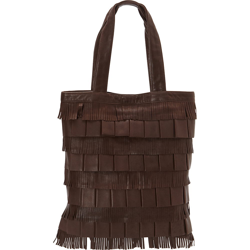 Scully Soft Lamb Fringe Tote Brown Scully Leather Handbags