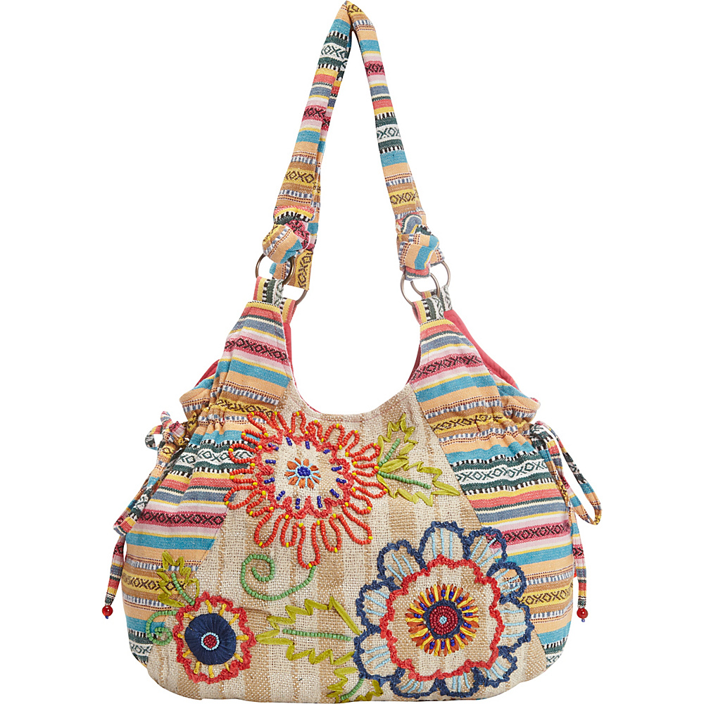 Scully Flower Power Floral Pattern Shoulder Bag Natural Scully Fabric Handbags