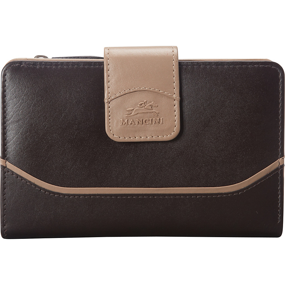 Mancini Leather Goods RFID Secure Medium Gemma Wallet Brown Mancini Leather Goods Ladies Small Wallets