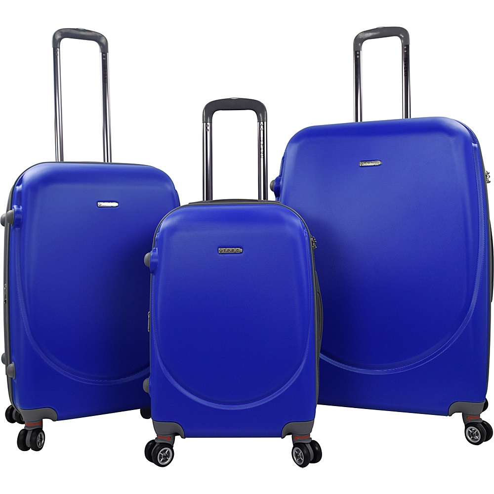 Travelers Club Luggage Barnet 2.0 3PC Round Shell Expandable Double Spinner Luggage Set Cobalt Blue Travelers Club Luggage Luggage Sets