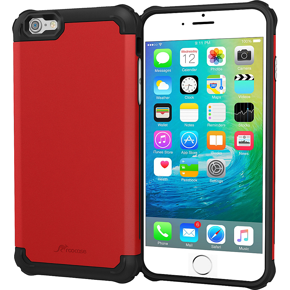 rooCASE Apple iPhone 6S Plus 6 Plus Case Exec Tough Pro Case Cover Red rooCASE Electronic Cases
