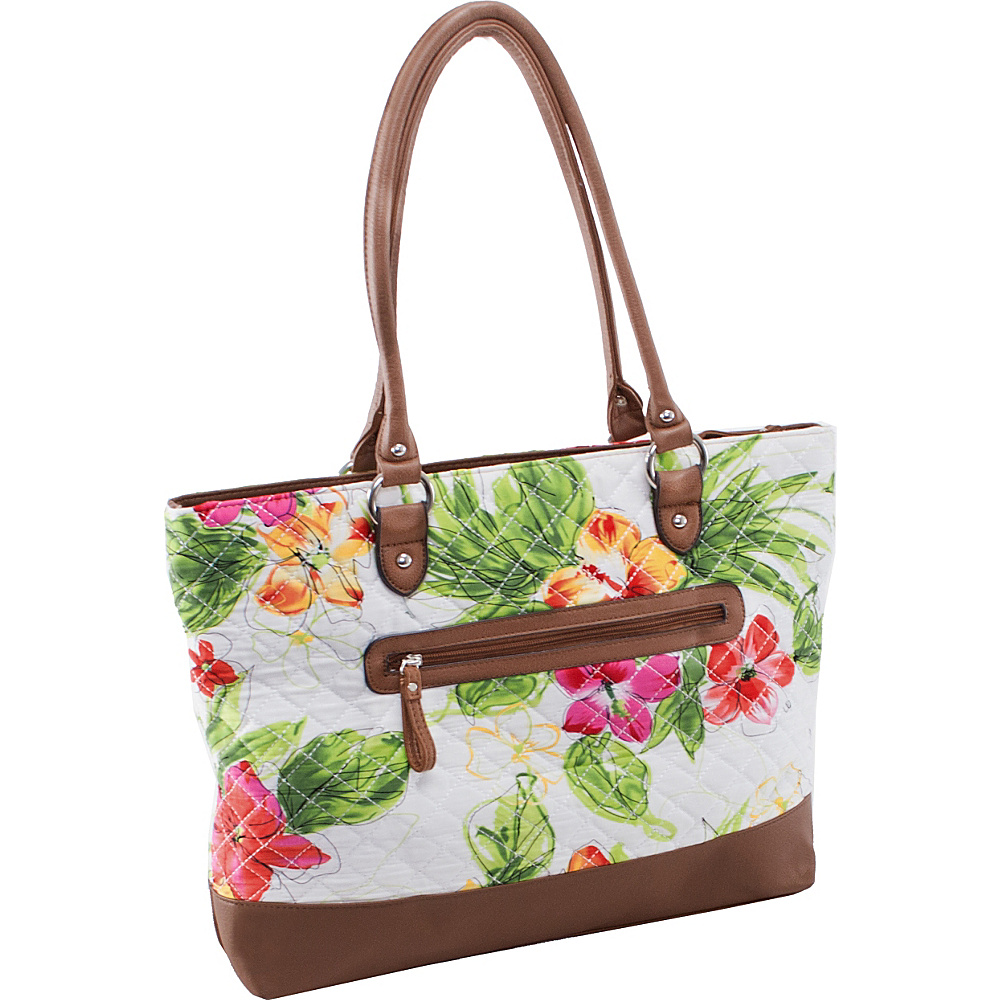 Parinda Allie Tote White Floral Parinda Fabric Handbags