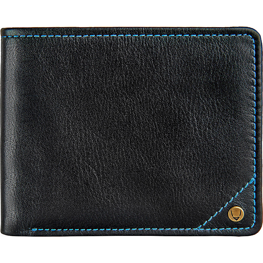 Hidesign Angle Stitch Leather Slim Bifold Wallet Black Hidesign Men s Wallets