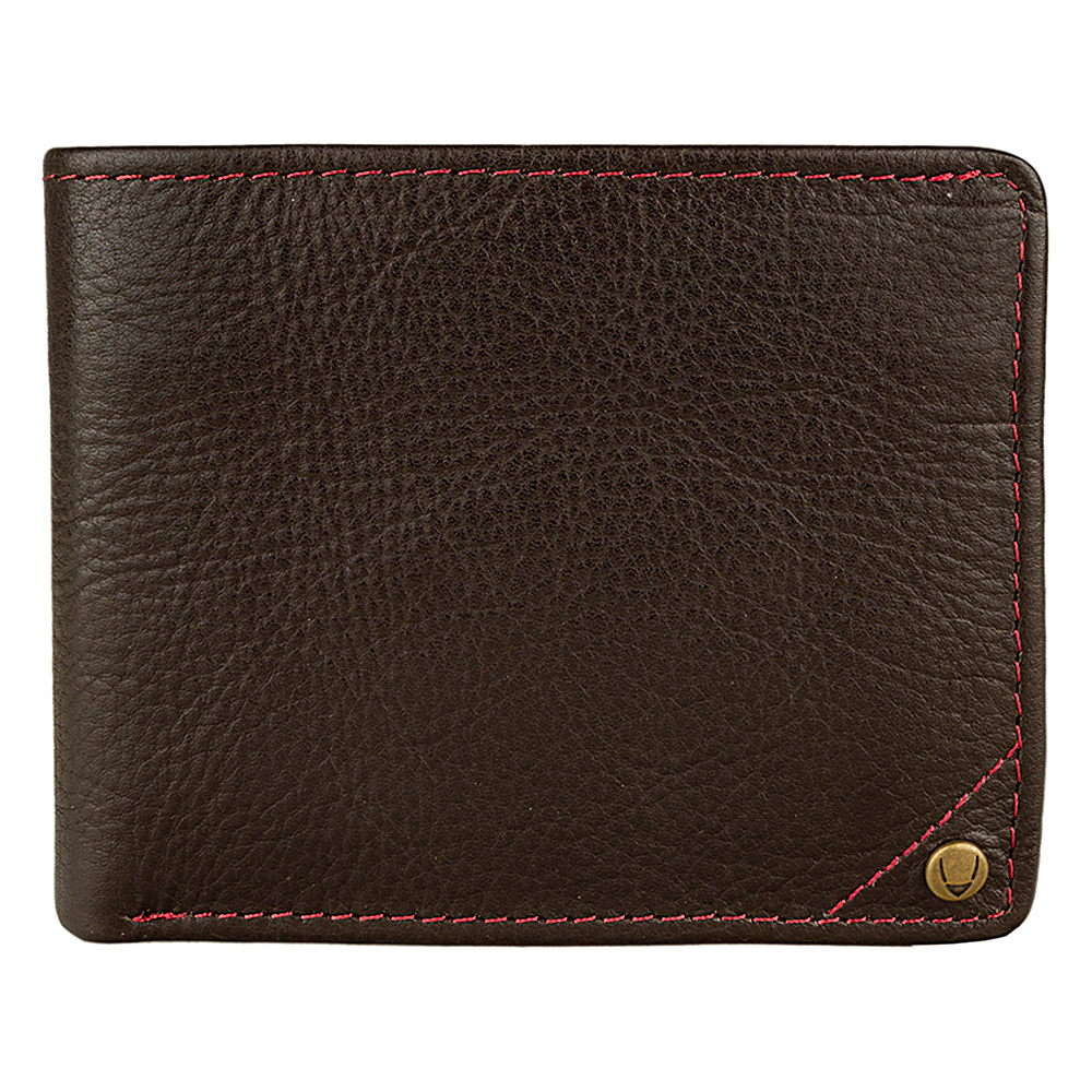 Hidesign Angle Stitch Leather Slim Bifold Wallet Brown Hidesign Men s Wallets