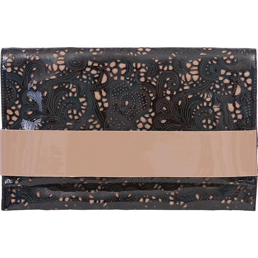 BUCO Patent Lace Clutch Black BUCO Manmade Handbags