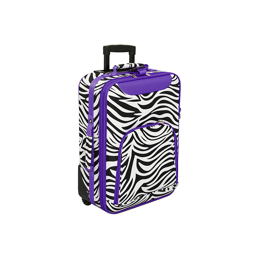 World Traveler Zebra 20 Rolling Carry On Dark Purple Trim Zebra World Traveler Softside Carry On